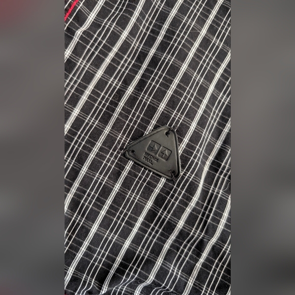 Trendy Black and White Plaid Button Down Shirt - Picture 3 of 6